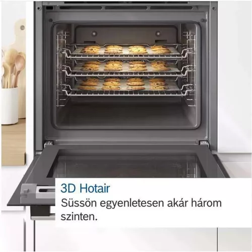 Bosch HBA372EB3 Beépíthető sütő - Serie4 - fekete - 71 l sütőtér - 7 funkció - 3D hőlégbefúvás - Energiaosztály: A+ - pirolitikus öntisztítás - AutoPilot10 - AirFry sütési mód