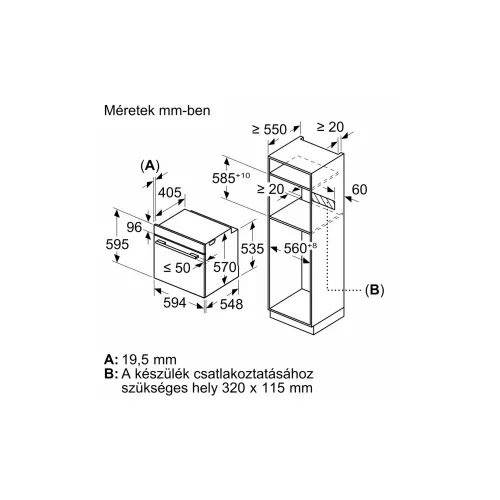 Bosch HQA534EB3 Beépíthető Sütő gőz funkcióval,71 L,Teleszkópos sütősínnel, Hidrolitikus, Fekete 60X60