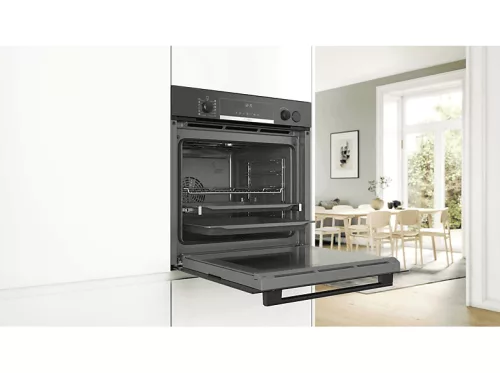 Bosch HRA5380B0 önállóan beépíthető sütő AddedSteam gőzfunkcióval, Serie 6, A energiaosztály, 71 L, 10 funkció, fekete