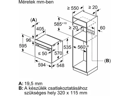 Bosch HRA5380B0 önállóan beépíthető sütő AddedSteam gőzfunkcióval, Serie 6, A energiaosztály, 71 L, 10 funkció, fekete