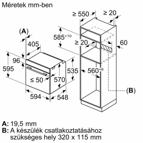 Bosch HRG272EB3 beépíthető sütő, fekete, 8 sütőfunkció, pirolitikus, gőzfunkciós, AirFry funkció tálcával, 3D hőlégbefúvás, 71 l