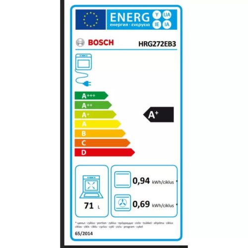Bosch HRG272EB3 beépíthető sütő, fekete, 8 sütőfunkció, pirolitikus, gőzfunkciós, AirFry funkció tálcával, 3D hőlégbefúvás, 71 l