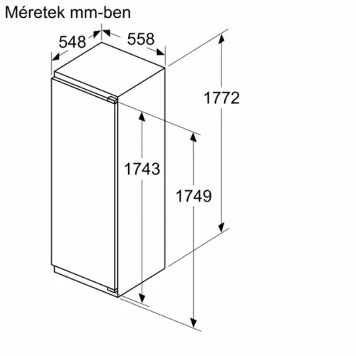 Bosch KIR81ADD0 beépíthető hűtőszekrény, 177,2 cm, 310 l űrtartalom, érintővezérlés, PowerVentilation, szuperhűtés, VitaFresh fiók, 34dB(A)