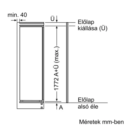 Bosch KIR81ADD0 beépíthető hűtőszekrény, 177,2 cm, 310 l űrtartalom, érintővezérlés, PowerVentilation, szuperhűtés, VitaFresh fiók, 34dB(A)