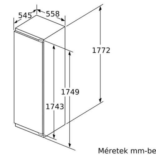 Bosch KIR81ADE0 Beépíthető hűtőkészülék - Serie6 - Lapos zsanér - 319l nettó űrtartalom - 177,2x56x55cm - Energiaosztály: E