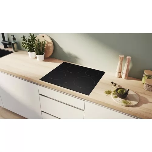 Bosch PIF61ABB5E beépíthető indukciós főzőlap, matt fekete, 60 cm, TouchSelect, QuickStart, ReStart, Timer, 2 fázisra köthető, 7.4 kW