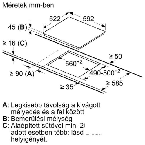 Bosch PKF631BB2E Beépíthető kerámia főzőlap keret nélkül, fekete, 60 cm, 6600 W, érintőszenzoros, gyerekzár, 
