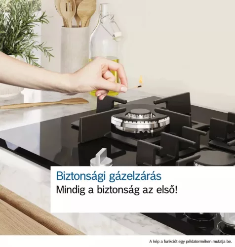 Bosch PNH6B6K40 Gázfőzőlap, 60 cm - fekete edzett üveglap - Serie4 - 60cm - 4 gázégő - WOK égő