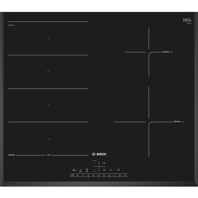   Bosch PXE651FC1E Beépíthető Indukciós főzőlap,  Fekete, 60 cm, 7400 W, Érintőszenzoros, Gyerekzár, Booster funkció
