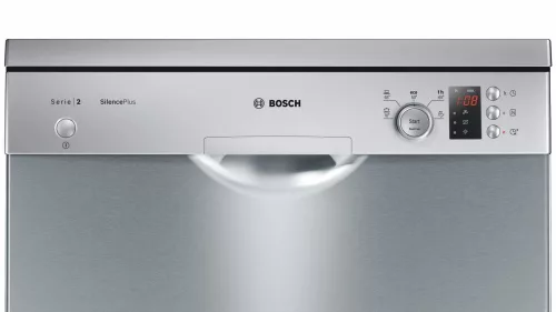 Bosch SMS25AI05E Szabadonálló mosogatógép 12 teríték, 9.5 L fogyasztás, 7 program, 46 db zajszint, E energiaosztály, alsó evőeszköztartó kosár, 60 cm, digitális kijelző