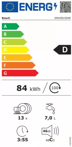 BOSCH SMV4EVX04E Serie 4 Teljesen integrálható mosogatógép, 13 teríték, Wifi, VarioDrawer, VarioFlex, RackMatic, EfficientDry, 60 cm