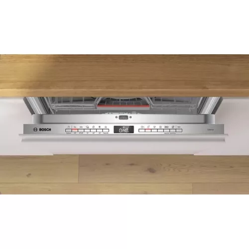 Bosch SMV4HVX14E teljesen beépíthető mosogatógép VarioDrawer felső kosár Serie4, 14 teríték, C, 6 program, 6 opció, LED kijelző VarioFlex kosárrendszer, VarioDrawer, 9 l, 42 dB(A)