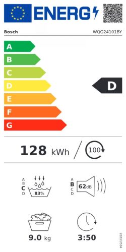 Bosch WQG24101BY Hőszivattyús szárítógép D energiaosztály, 9 kg, 18 program, 63 dB, Inverter motor nélkül